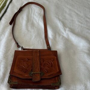 Patricia Nash Embossed Brown Crossbody Bag